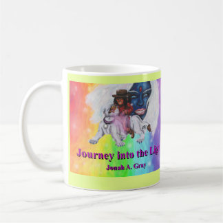 Watercolor Art Boy Riding white Lioness Woman Love Coffee Mug