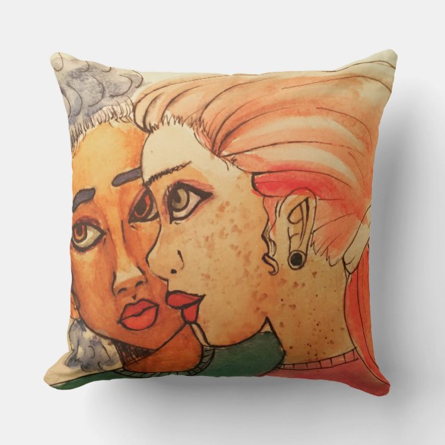 Watercolor art by Kesa F Magic Friends Cushion (Front)