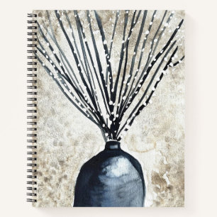 Watercolor art canna tropical leaves  notebook