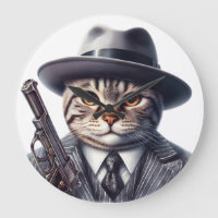 Watercolor Art Cat in Suit Tie Jacket and Hat 