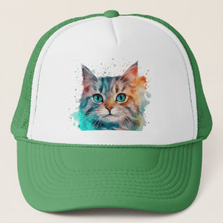 Watercolor Art Cat Trucker Hat