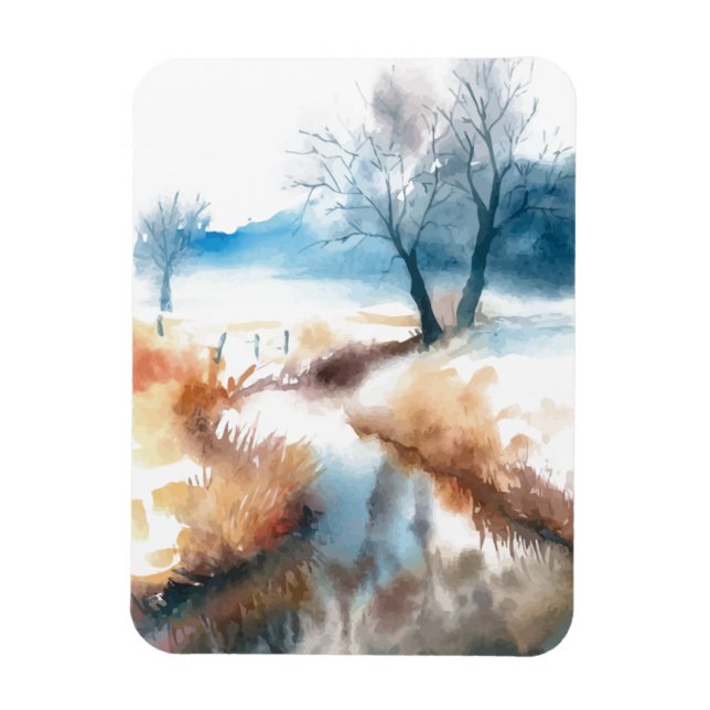 Watercolor art countryside magnet (Vertical)