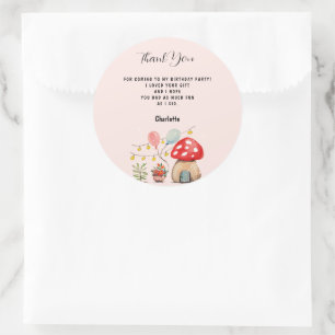 Watercolor Art Cute Mushroom and Flowers Classic Round Sticker
