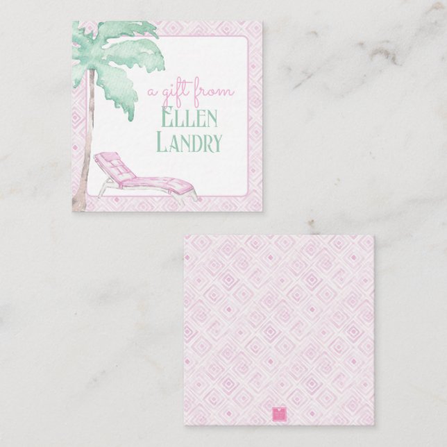 Watercolor Art Deco Palm Beach Chair Enclosure Card (Front/Back)