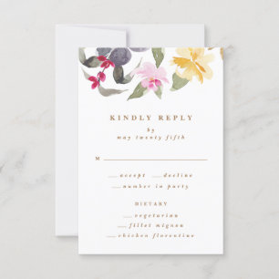 Watercolor Art Dried Florals Wedding RSVP Card