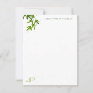 Watercolor Art Green Leaves Monogram Modern Simple Card