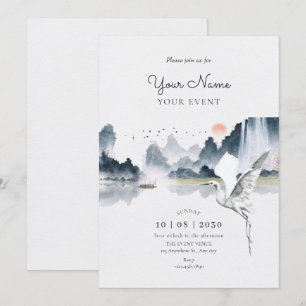 Watercolor art nature scenery invitation