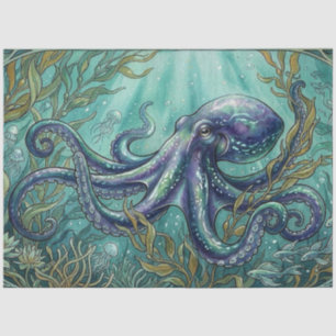 Watercolor Art Nouveau Style Octopus Decoupage Tissue Paper