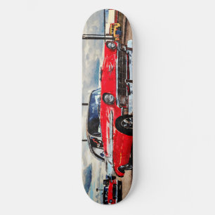Watercolor art of 1956 Chevrolet Bel Air Skateboard
