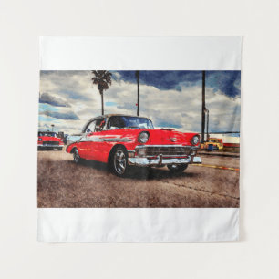 Watercolor art of 1956 Chevrolet Bel Air Tapestry