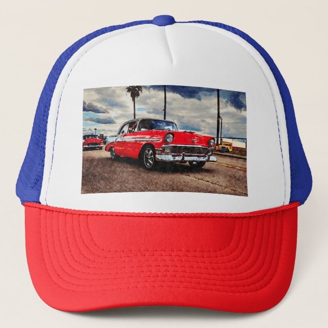 Watercolor art of 1956 Chevrolet Bel Air  Trucker Hat (Front)