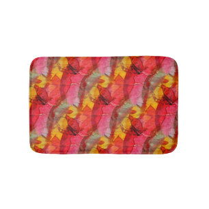 Watercolor art red yellow bath mat