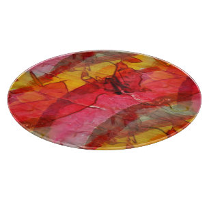 Watercolor art red yellow cutting board