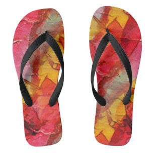 Watercolor art red yellow flip flops