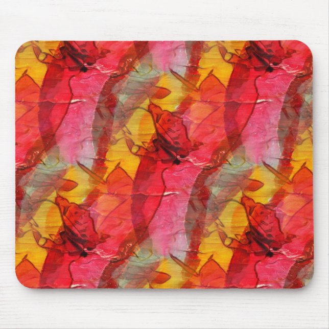 Watercolor art red yellow mouse mat (Front)