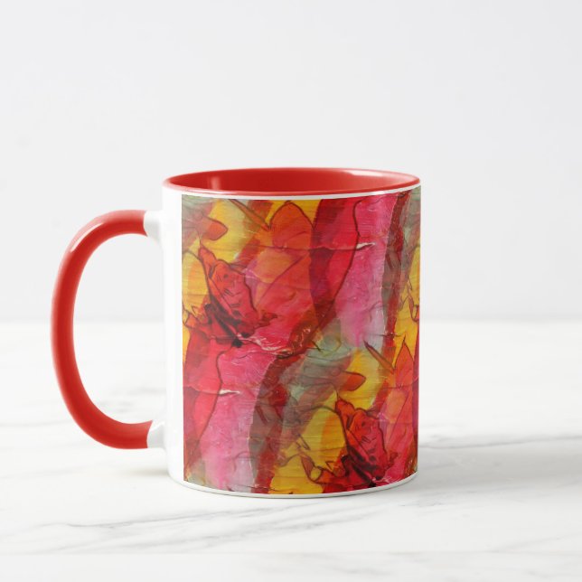 Watercolor art red yellow mug (Left)