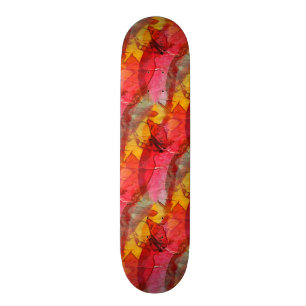 Watercolor art red yellow skateboard