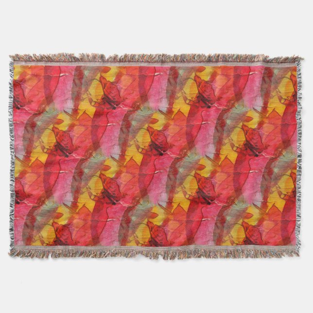 Watercolor art red yellow throw blanket (Front)