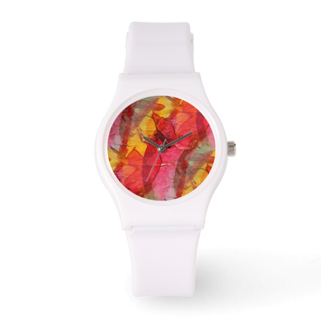 Watercolor art red yellow watch (Front)