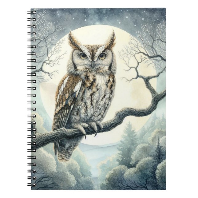 Watercolor Art Screech Owl Notebook (Front)