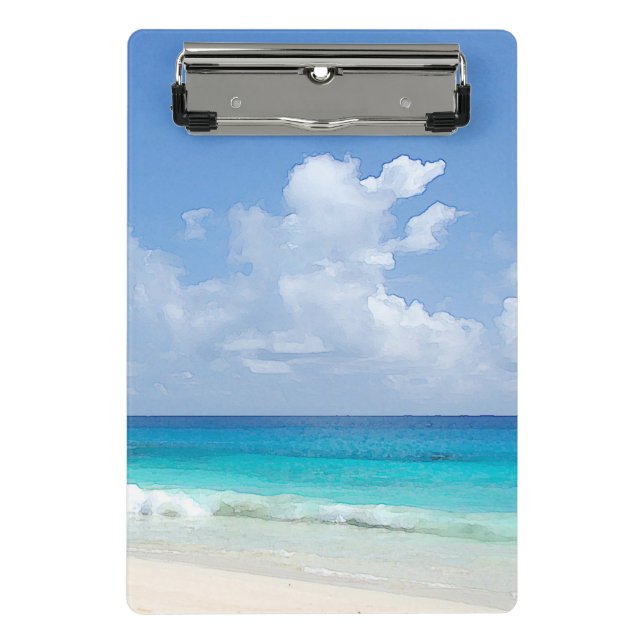 Watercolor Art Sea Waves Trendy Template Modern Mini Clipboard (Front)