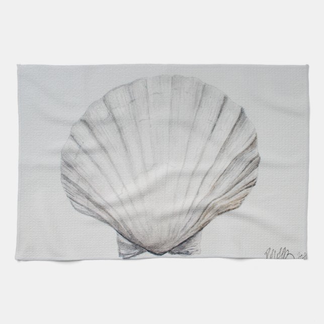 Watercolor art shell kitchen towel (Horizontal)