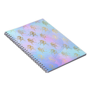 Watercolor Art Soft Colours Golden Unicorn Fantasy Notebook