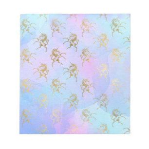 Watercolor Art Soft Colours Golden Unicorn Fantasy Notepad