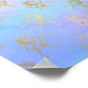 Watercolor Art Soft Colours Golden Unicorn Fantasy Poster