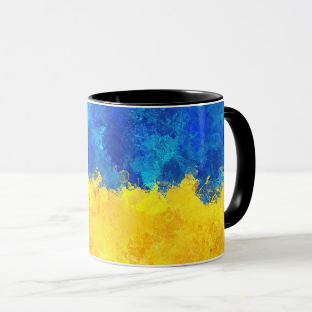 Watercolor art Ukrainian flag  Mug (Front Right)
