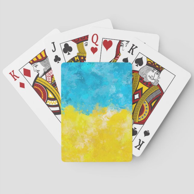 Watercolor art Ukrainian flag Playing Cards (Back)
