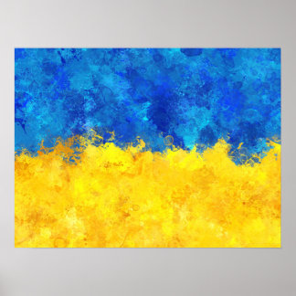 Watercolor art Ukrainian flag Poster