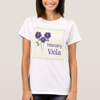 Watercolor Art Viola Flower February Birthday T-Shirt