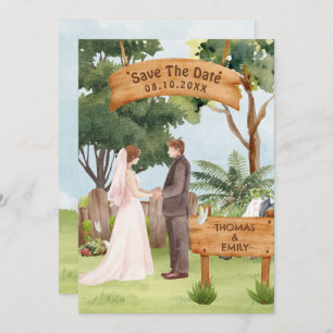 Watercolor art wedding save the date