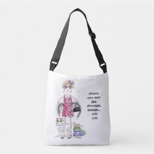 Watercolor Art Woman Humourous Saying Crossbody Bag