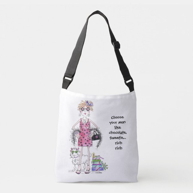Watercolor Art Woman Humourous Saying Crossbody Bag (Front)
