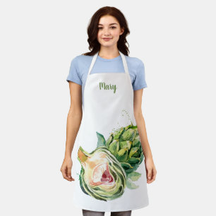 Watercolor Artichoke Customizable Apron