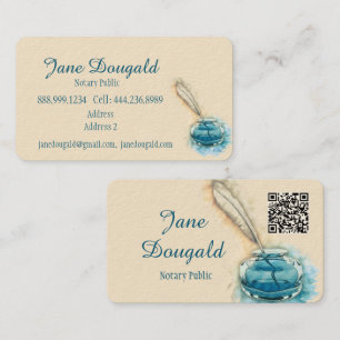 Watercolor Artistic Feather Pen Classic Notary Business Card