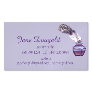 Watercolor Artistic Feather Pen Classic Notary  Magnetic Business Card