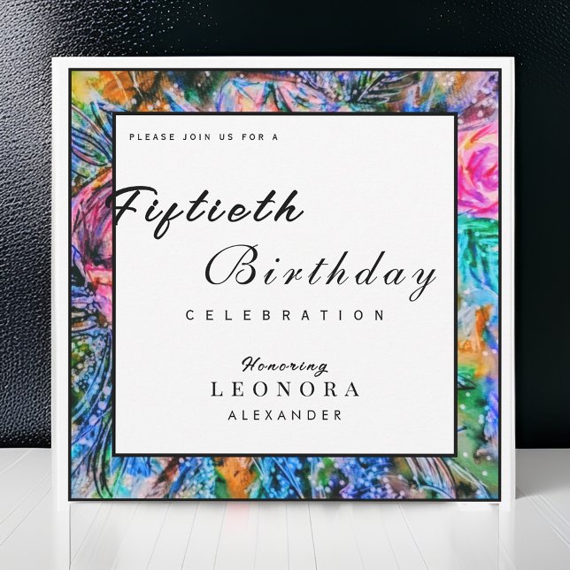 Watercolor Artistic Flowers ANY Birthday Party Invitation (Creator Uploaded)
