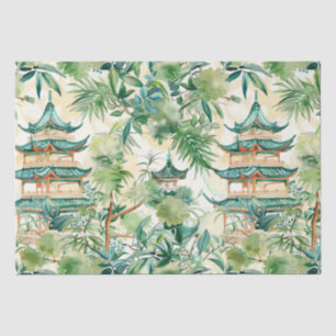 Watercolor Asian Pagoda in Verdant Landscape (12) Tissue Paper