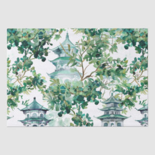 Watercolor Asian Pagoda in Verdant Landscape (15) Tissue Paper