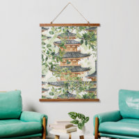 Watercolor Asian Pagoda in Verdant Landscape (16)