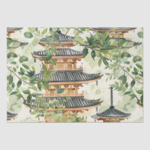 Watercolor Asian Pagoda in Verdant Landscape (16) Tissue Paper