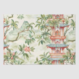 Watercolor Asian Pagoda in Verdant Landscape (1) Tissue Paper