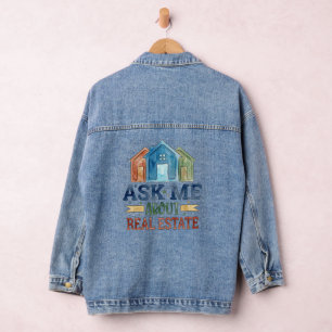 Watercolor Ask Me About Real Estate Denim Jacket