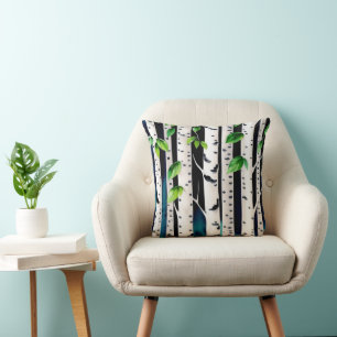 Watercolor Aspen Trees Cushion