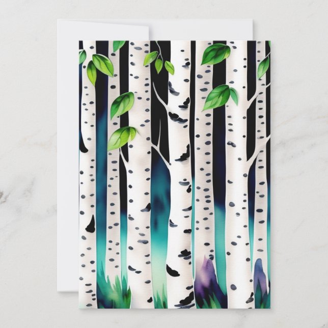 Watercolor Aspen Trees Flat Greeting Card (Front)