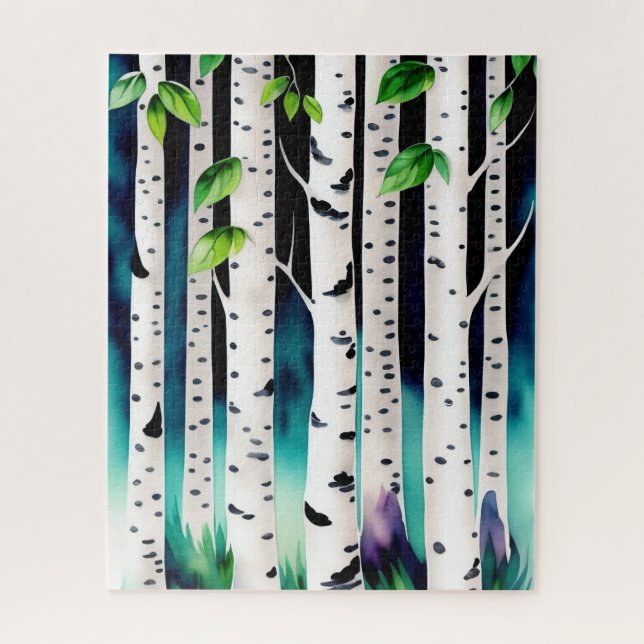 Watercolor Aspen Trees  Jigsaw Puzzle (Vertical)