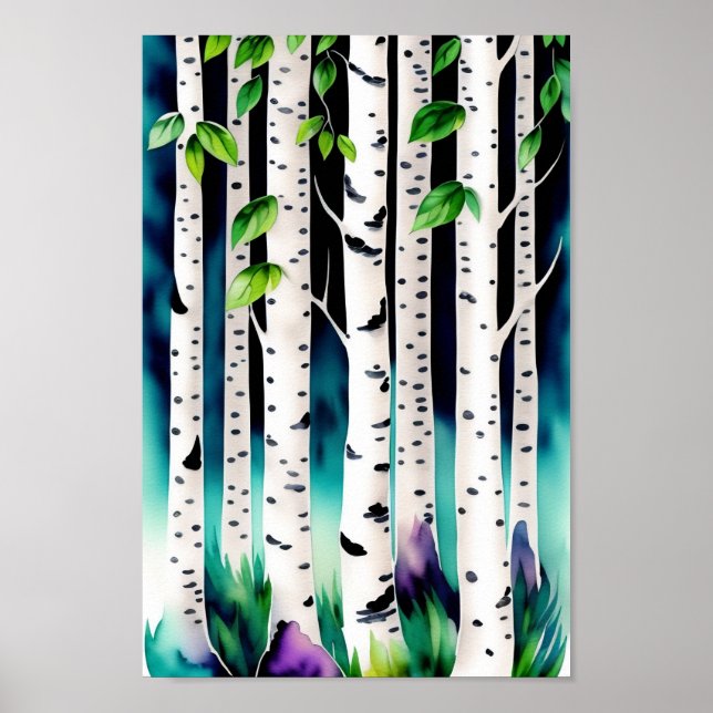 Watercolor Aspen Trees Poster (Front)